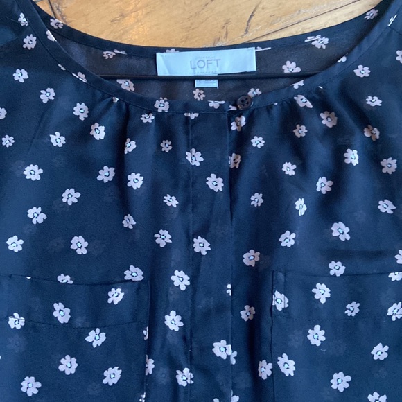 Loft Shear Black and Floral Blouse - Picture 3 of 3